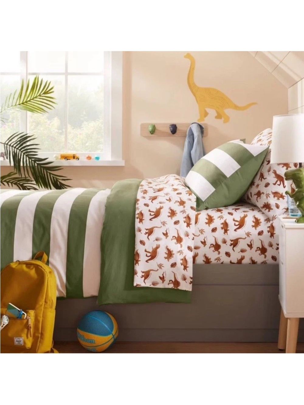 Pillowfort Watercolor Dinosaur Queen Cotton Sheet Set Discontinued NWT - Picture 2 of 11